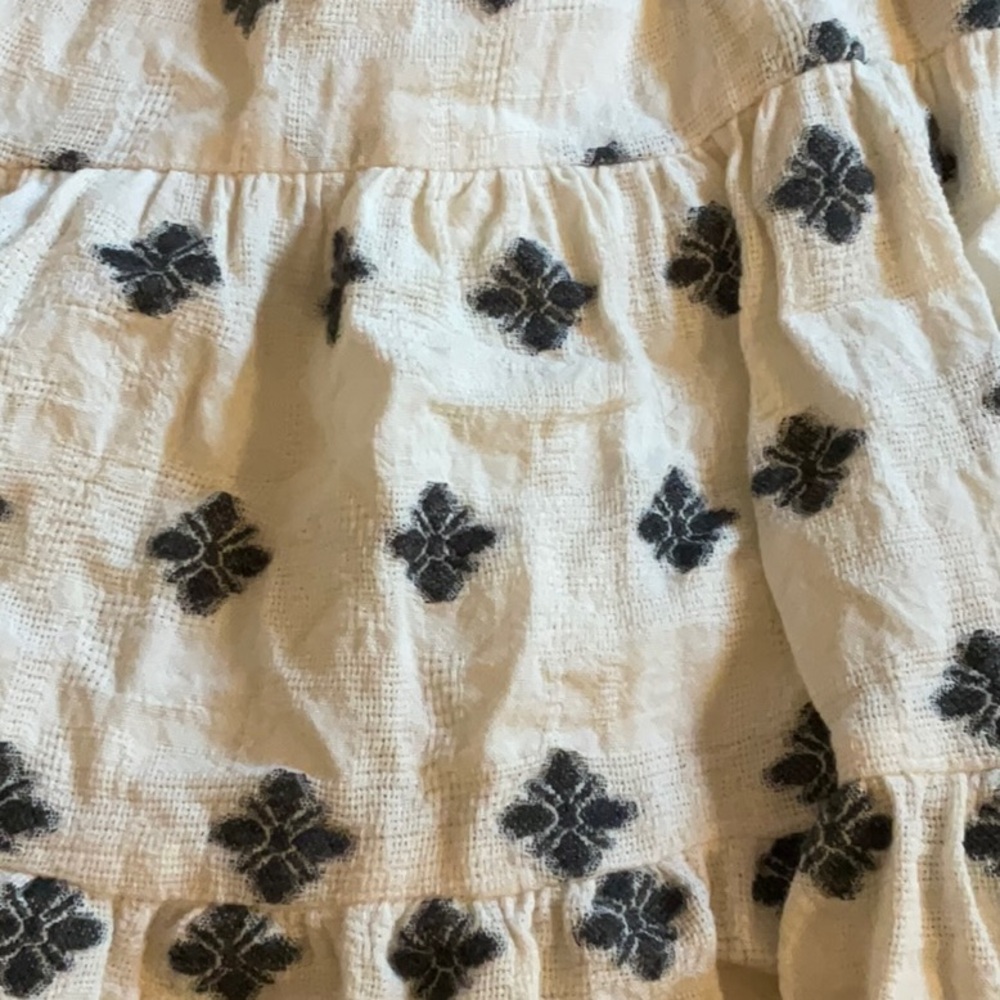 Cream and Blue Ruffled Sundress with Square Neck - Picture 5 of 5